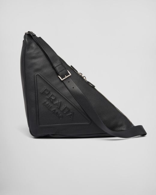 Prada Black Large Leather Triangle Bag for men
