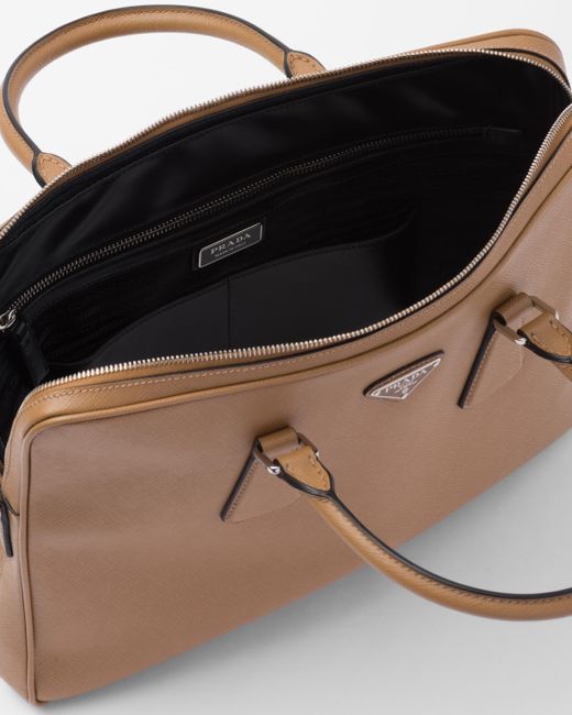 Prada Natural Saffiano Leather Work Bag for men