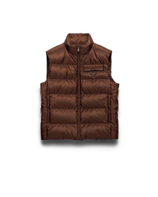 Prada Brown Re-Nylon Gilet for men