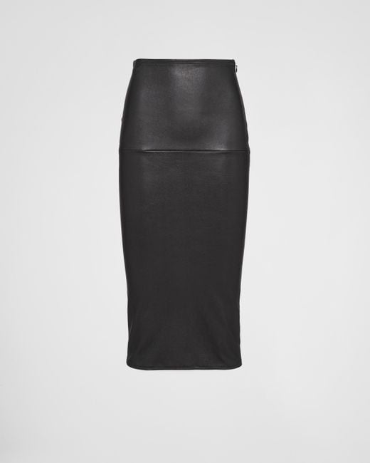 Prada Black Stretch Nappa Leather Skirt