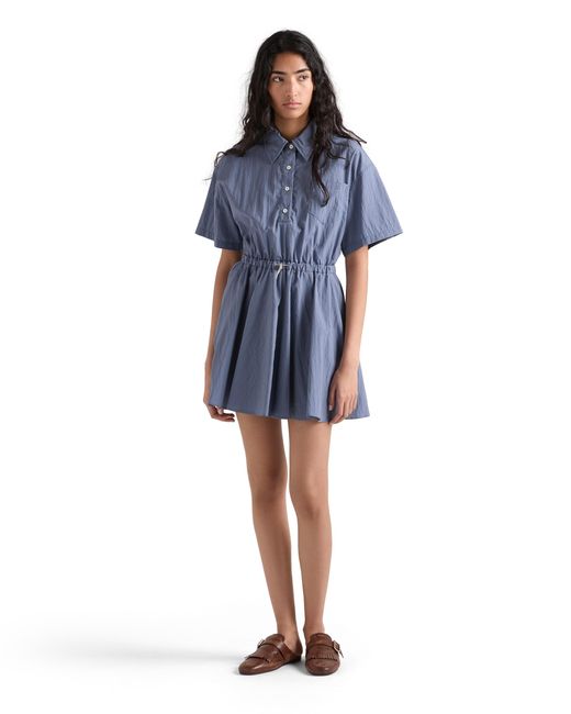 Prada Blue Short-Sleeved Technical Pongé Dress, Aviator