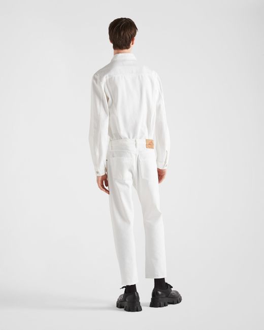 Prada White Bull Denim Blouson Jacket for men