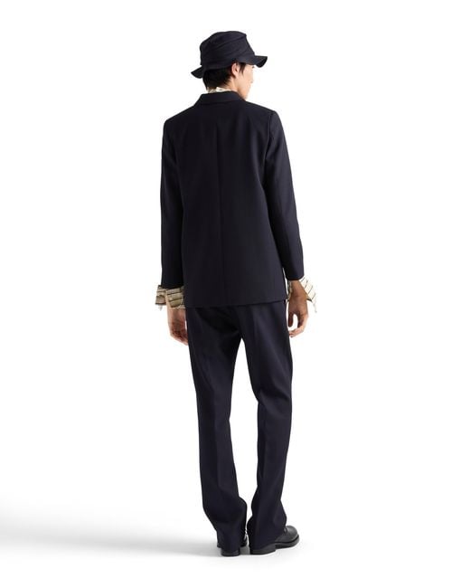 Prada Blue Double-Breasted Wool Jacket for men