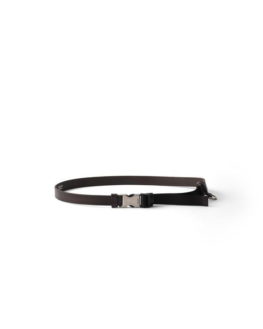 Prada White Leather And Woven Nylon Tape Belt for men