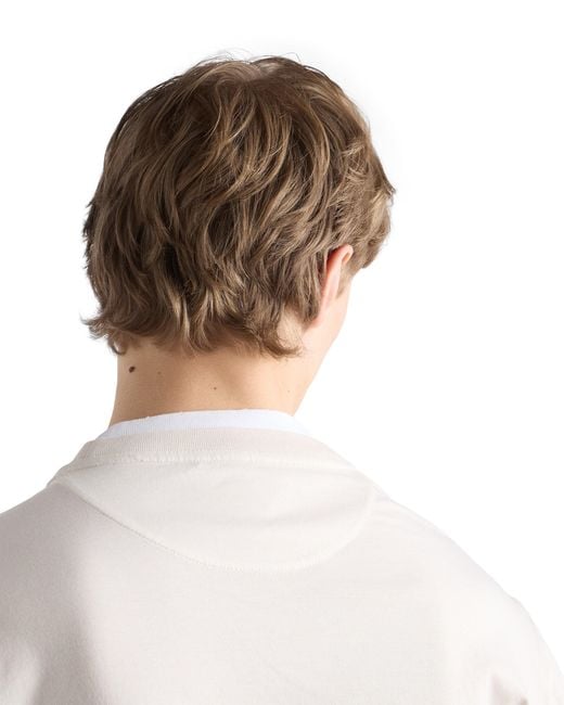 Prada White Long-Sleeved Cotton T-Shirt for men
