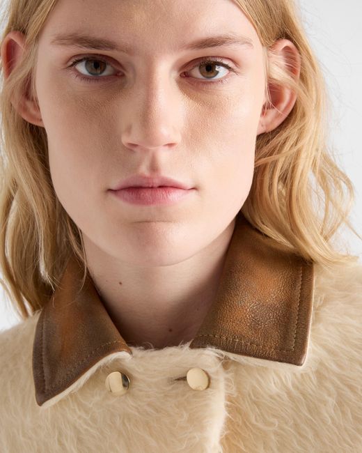 Prada Natural Double-Breasted Aspen Jacket