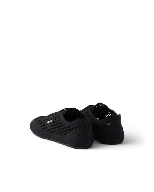 Prada Black Collapse Crochet Laced Sneakers