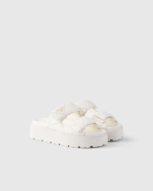 Prada Natural Padded Nappa Leather Slides