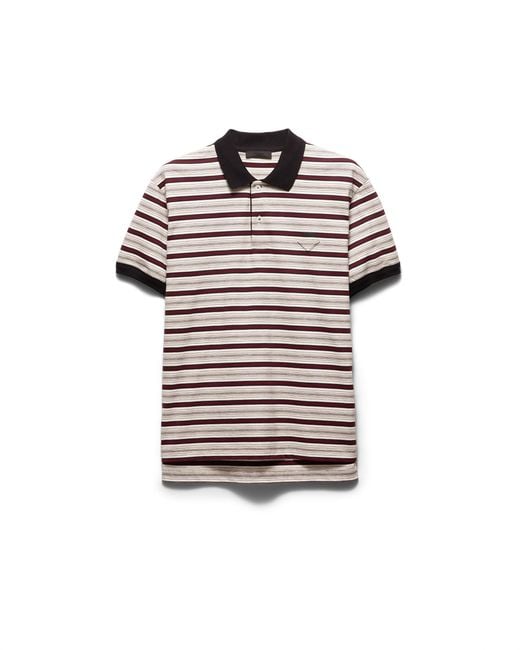 Prada White Short-Sleeved Cotton Polo Shirt for men