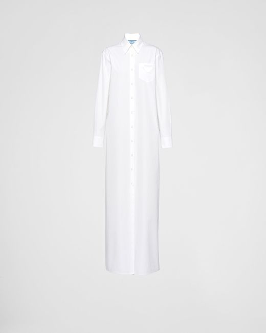 Robe Chemise En Popeline Prada en coloris White