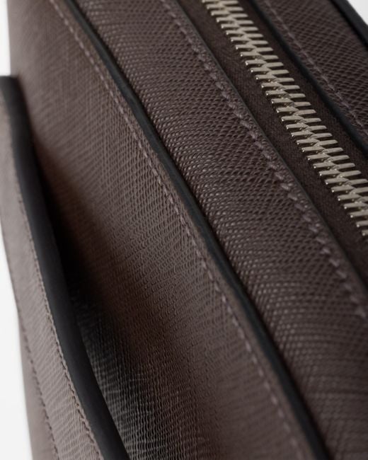 Pochette En Cuir Saffiano Prada pour homme en coloris Brown