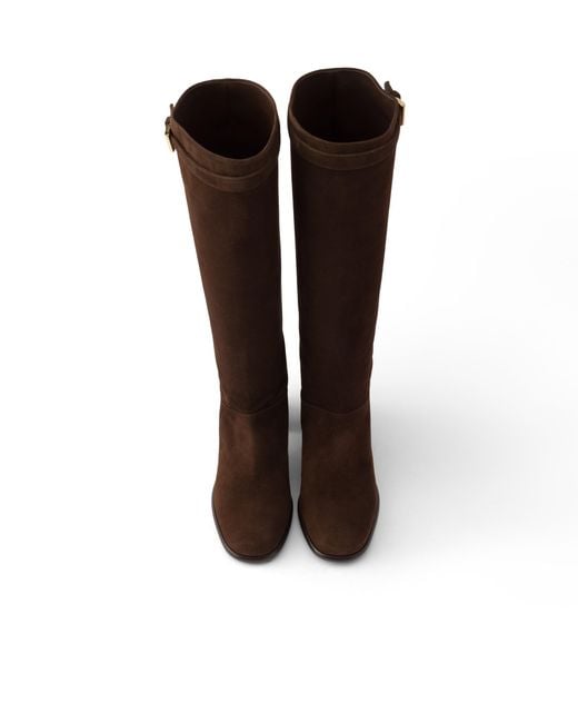 Prada Brown Suede Boots, Dark