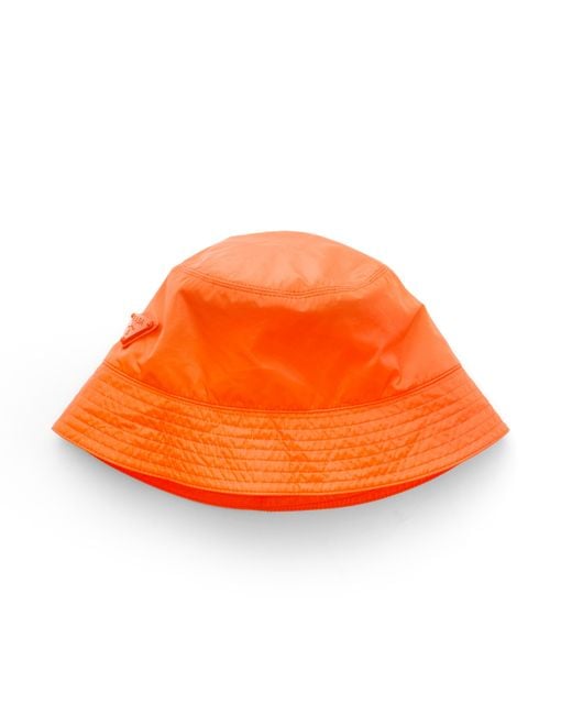 Prada Orange Foldable Re-Nylon Bucket Hat