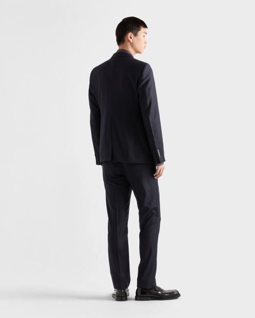 Prada Blue Single-Breasted Cashmere And Wool Suit for men