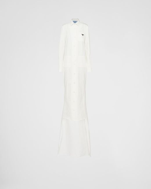 Prada White Long Gabardine Dress