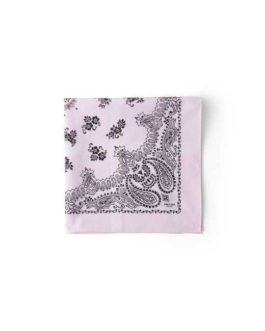 Prada Pink Printed Batiste Scarf for men