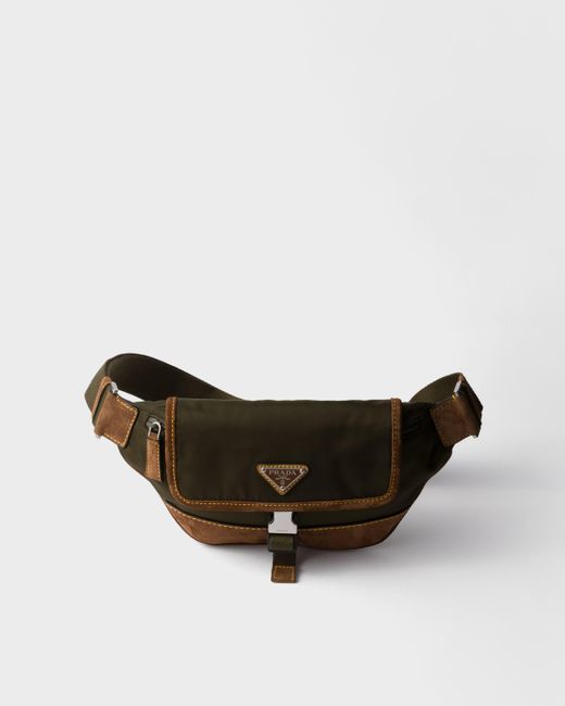 Prada Gürteltasche Aus Re-Nylon Und Wildleder in White für Herren