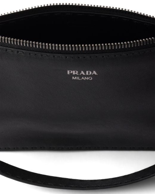 Prada Black Antiqued Leather Pouch for men