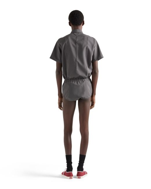 Prada Gray Short-Sleeved Technical Fabric Shirt for men