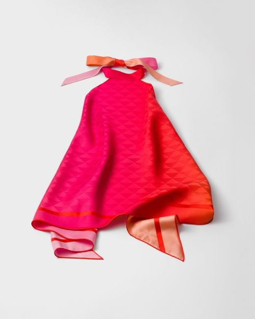 Prada Red Printed Silk Twill Halter Top
