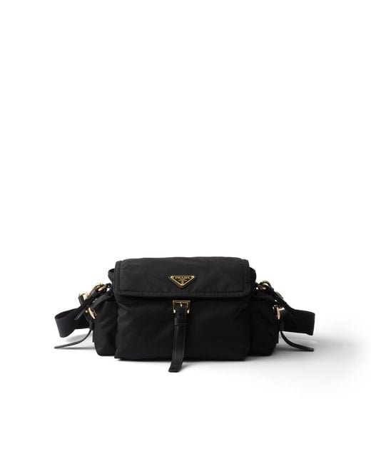 Prada Black Explore Medium Re-Nylon Shoulder Bag With Flap