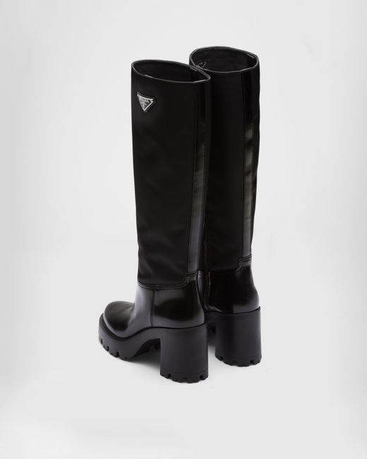 Prada Black Re-nylon Knee-high Boots