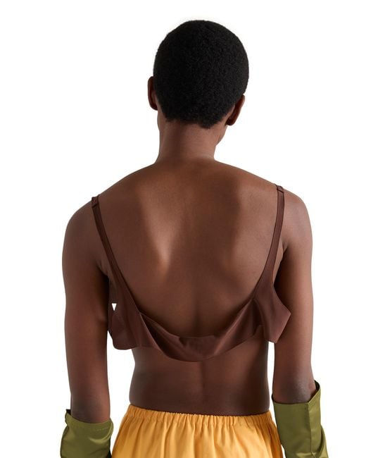 Prada Brown Crepe De Chine Top, Cocoa