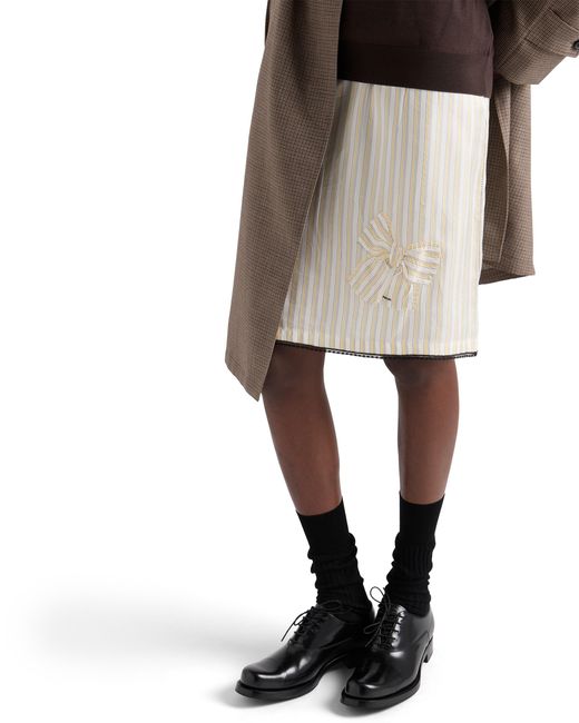 Prada White Striped Skirt With Appliqué