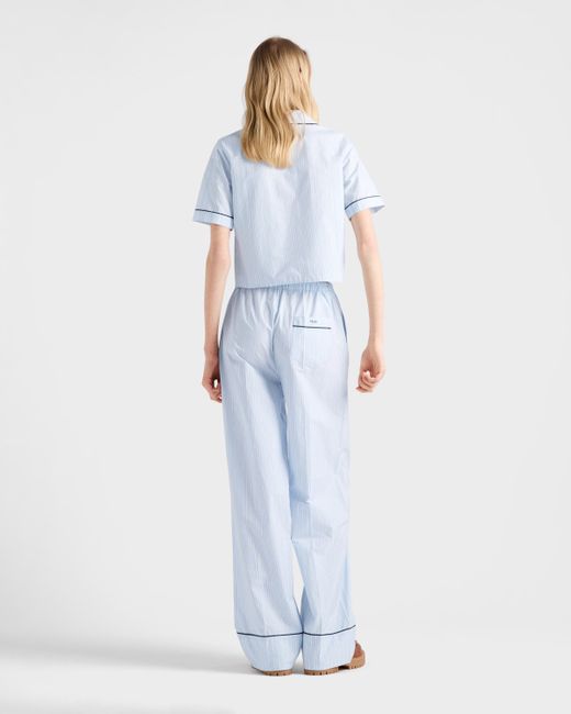 Prada White Striped Chambray Trousers