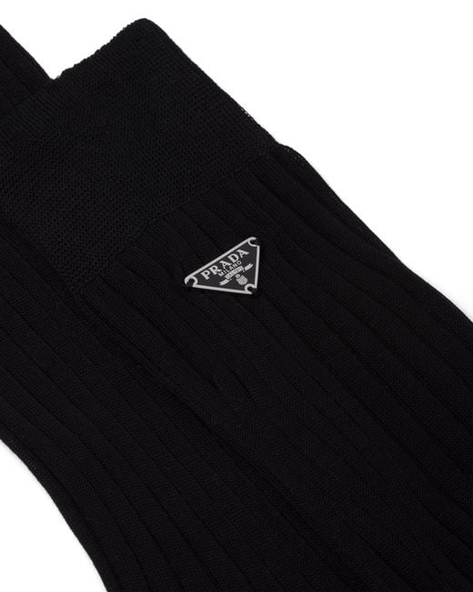 Prada Black Superfine Ribbed Socks