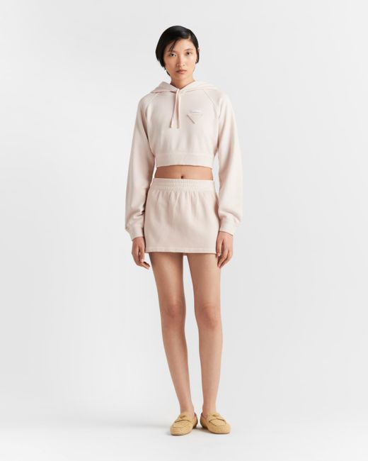 Prada White Cotton Fleece Miniskirt