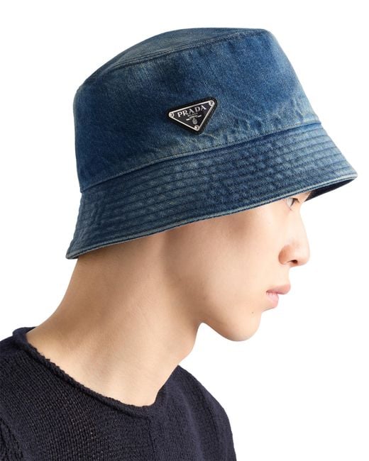 Prada Blue Denim Bucket Hat for men