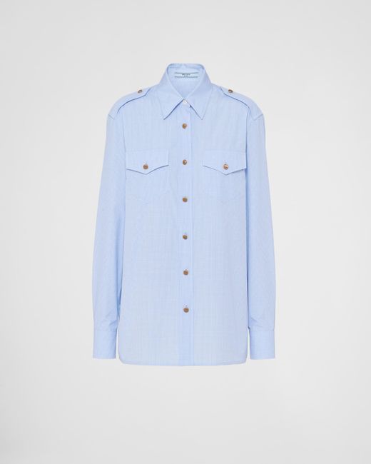 Prada Blue Prince Of Wales-check Shirt