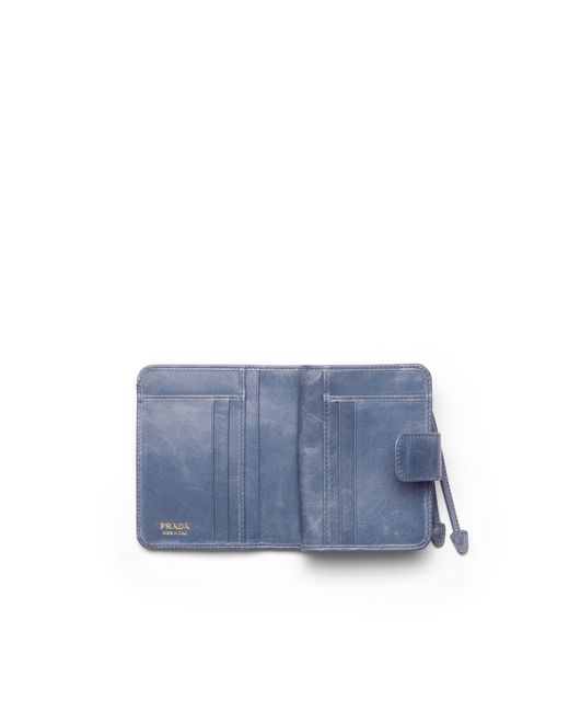 Prada Blue Small Leather Wallet
