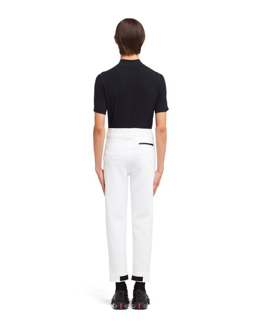 Prada White Logo-Print Tapered Trousers for men