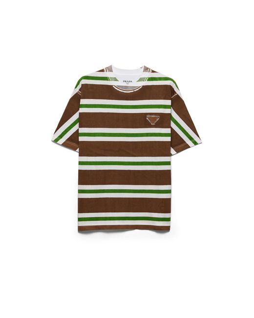 Prada Green Printed Cotton T-Shirt for men