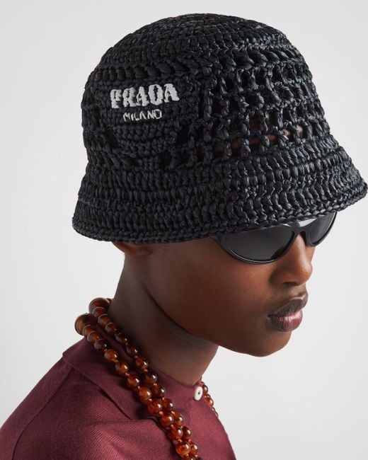 Prada Black Woven Fabric Bucket Hat