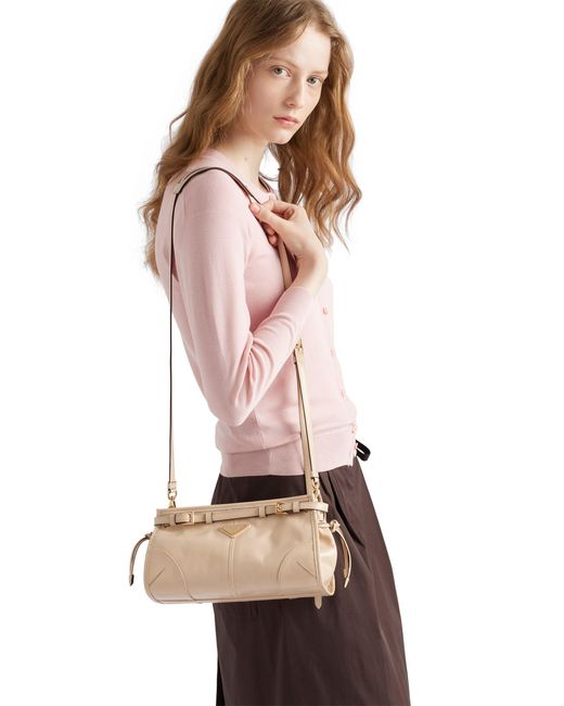 Prada Natural Bonnie Small Leather Shoulder Bag