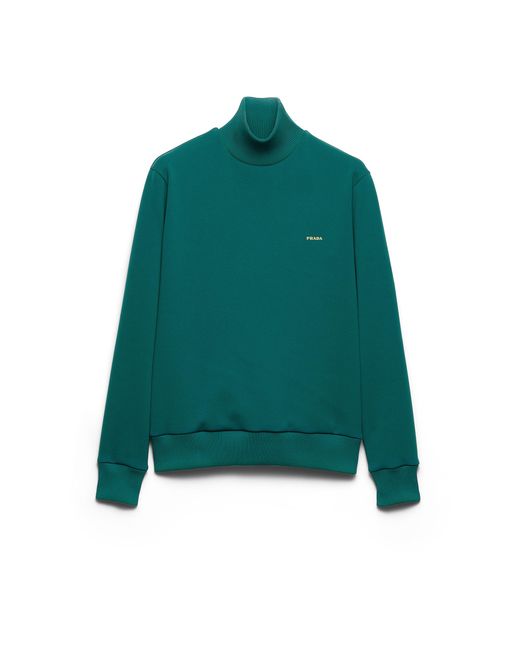 Prada Green Technical Fabric Turtleneck Sweatshirt for men