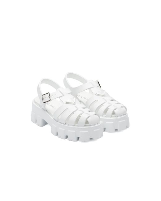 Prada White Rubber Platform Sandals 55