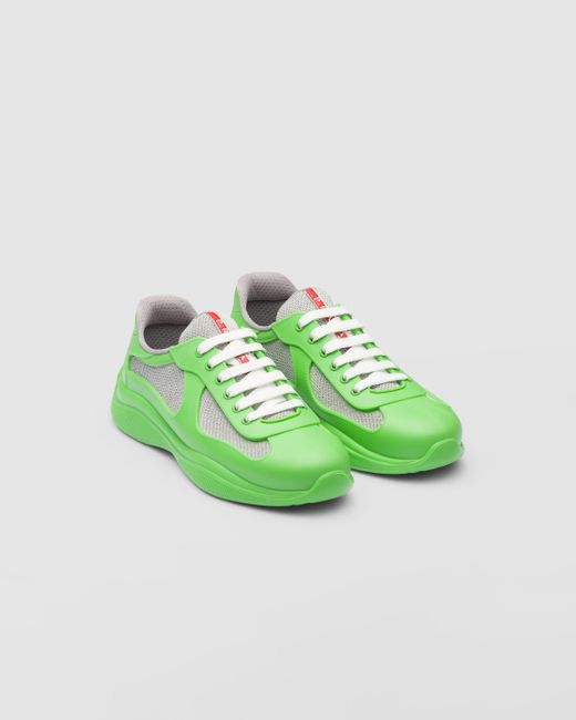 Prada Green America's Cup Soft Rubber And Bike Fabric Sneakers for men