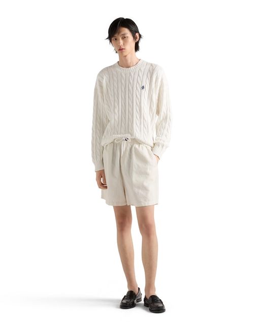 Prada White Cotton Crew-Neck Sweater for men
