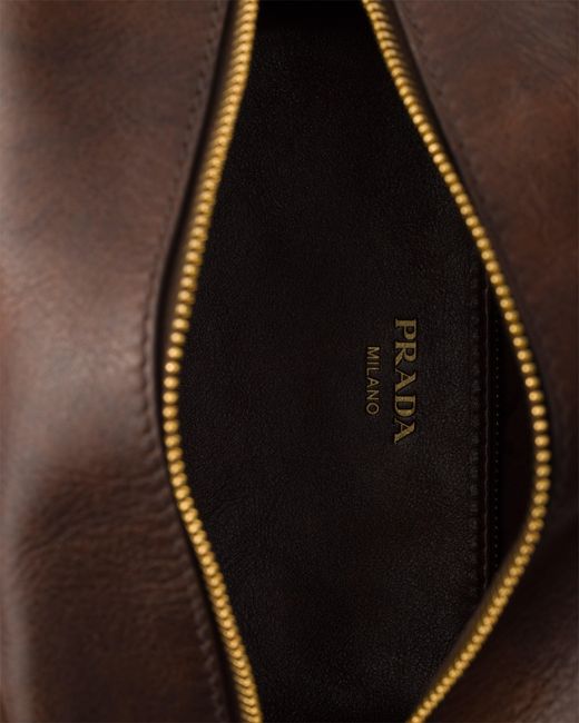 Prada Brown Carry Antiqued Leather Top-Handle Mini-Bag