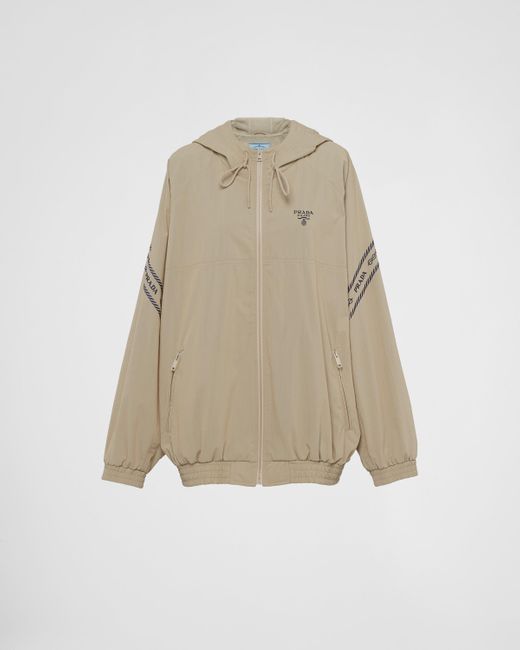 Prada Natural Embroidered Technical Fabric Hoodie
