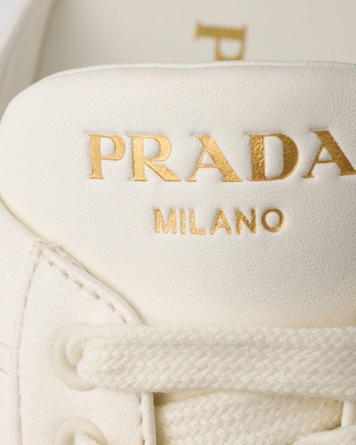 Prada White Nappa Leather Sneaker Mules
