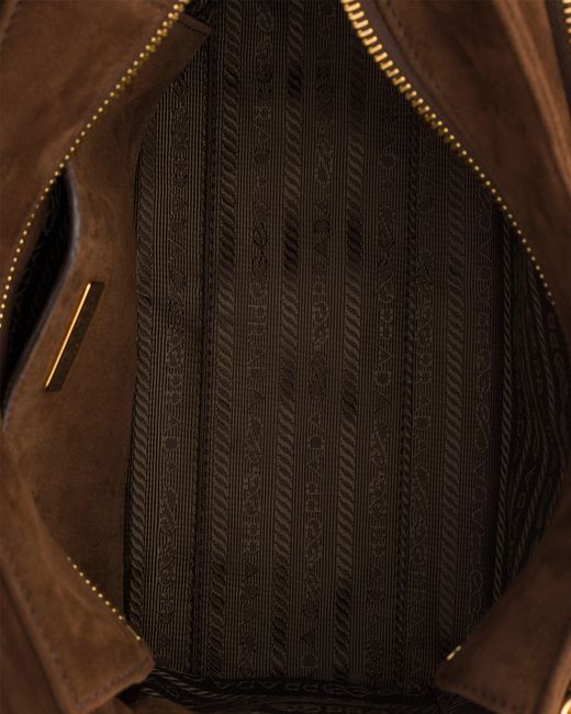 Prada Brown Explore Medium Suede Shoulder Bag