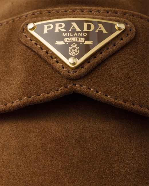 Prada Brown Shearling-Loafer Mit Logo