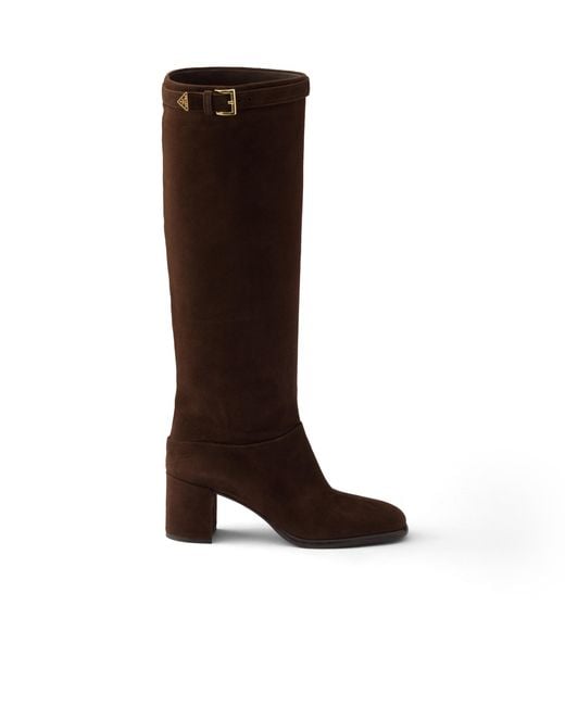 Prada Brown Suede Boots, Dark