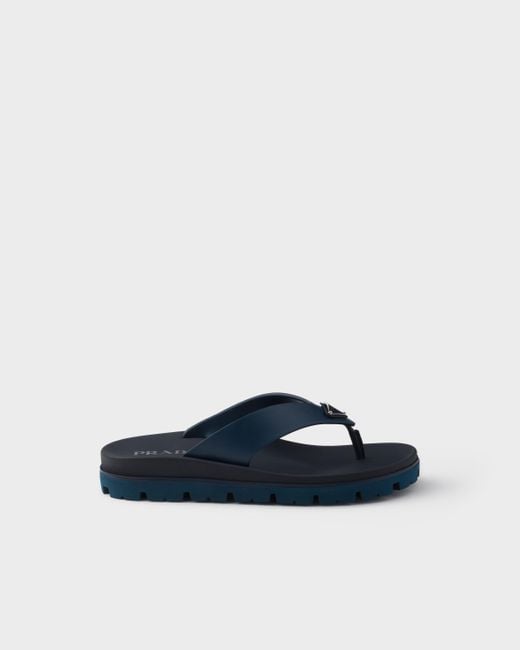 Prada Blue Rubber Thong Sandals for men