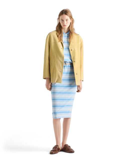 Prada Yellow Suede Caban Jacket, Pollen